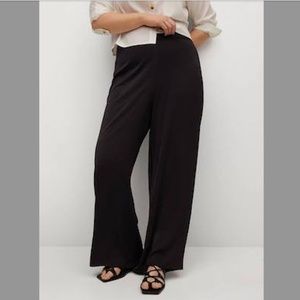 Violeta by Mango Flowy Palazzo Pants. Black XXL
